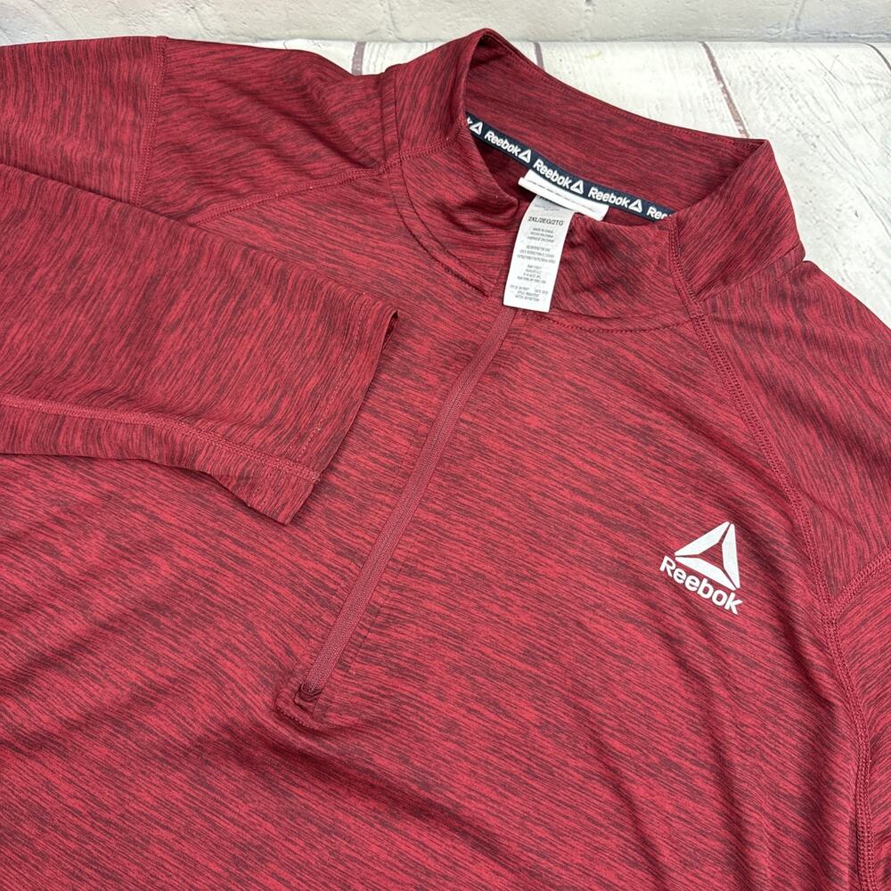 Reebok Men's Long Sleeve Quarter Zip Active Pullover, Size XXLarge, Burgundy